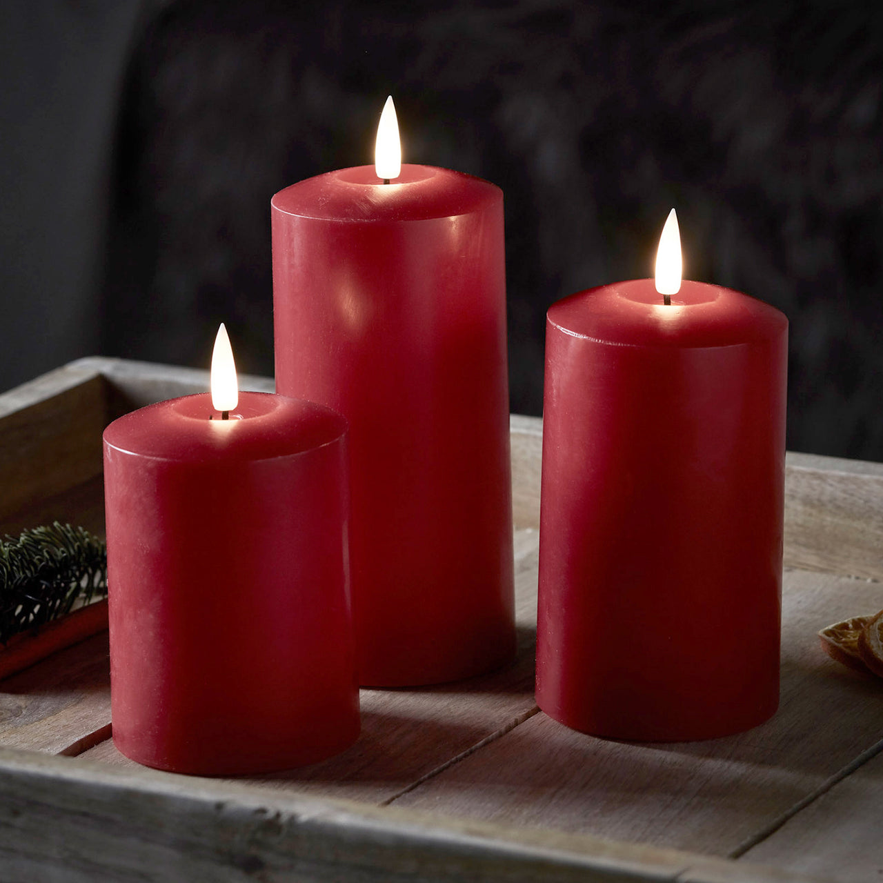 TruGlow® LED Kerzen Trio rot mit Fernbedienung