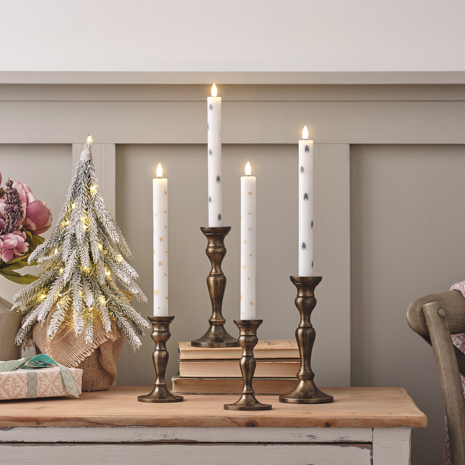 LED Stabkerzen 2er Set Tannenbaum - greige main image 1