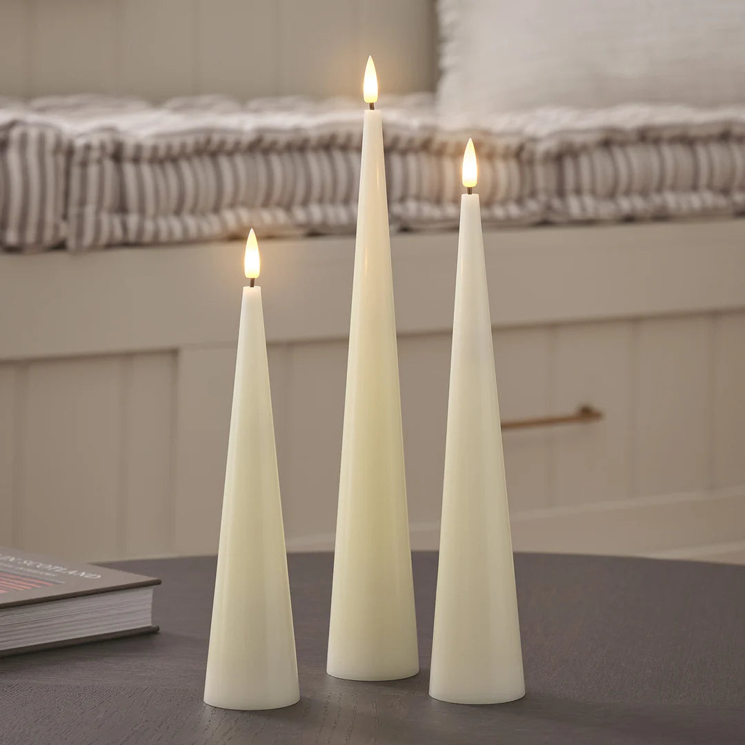 3er Set TruGlow® LED Kerzen in Kegelform
