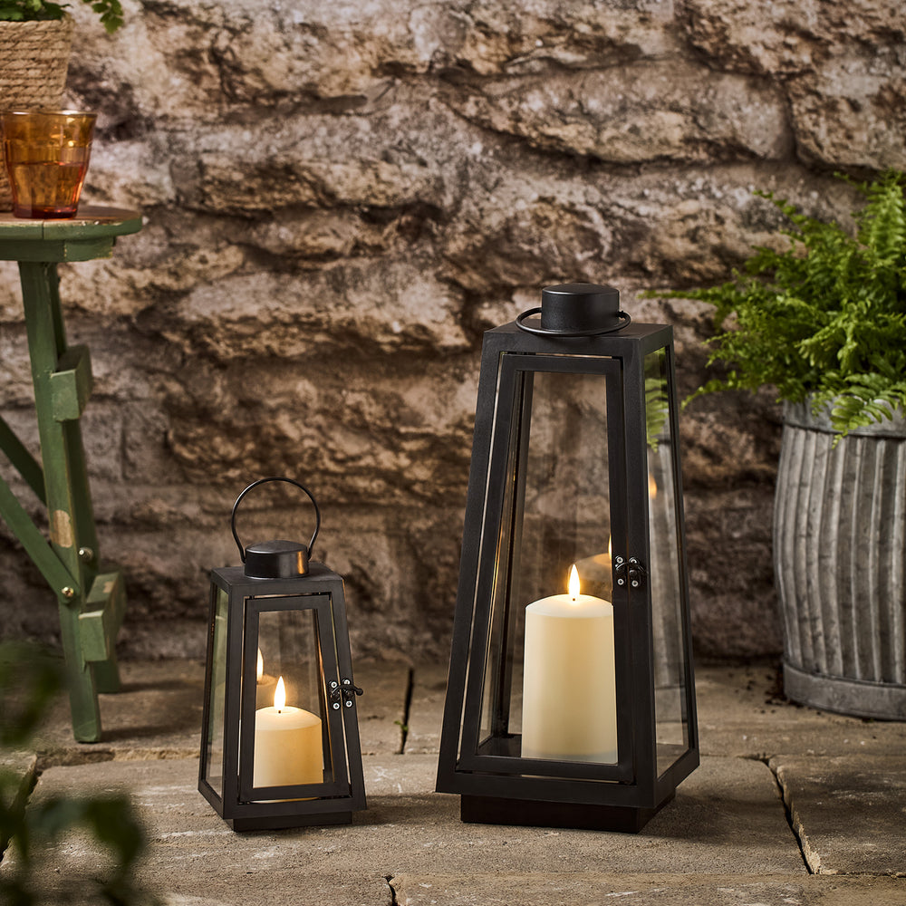 2er Set Capri Gartenlaternen mit TruGlow® LED Kerzen schwarz