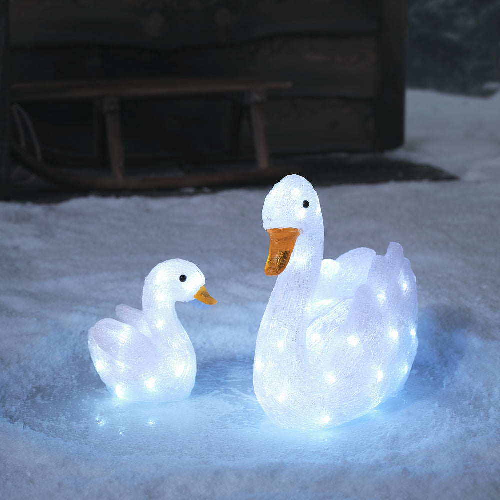LED Acryl Weihnachtsfigur Schwan Duo