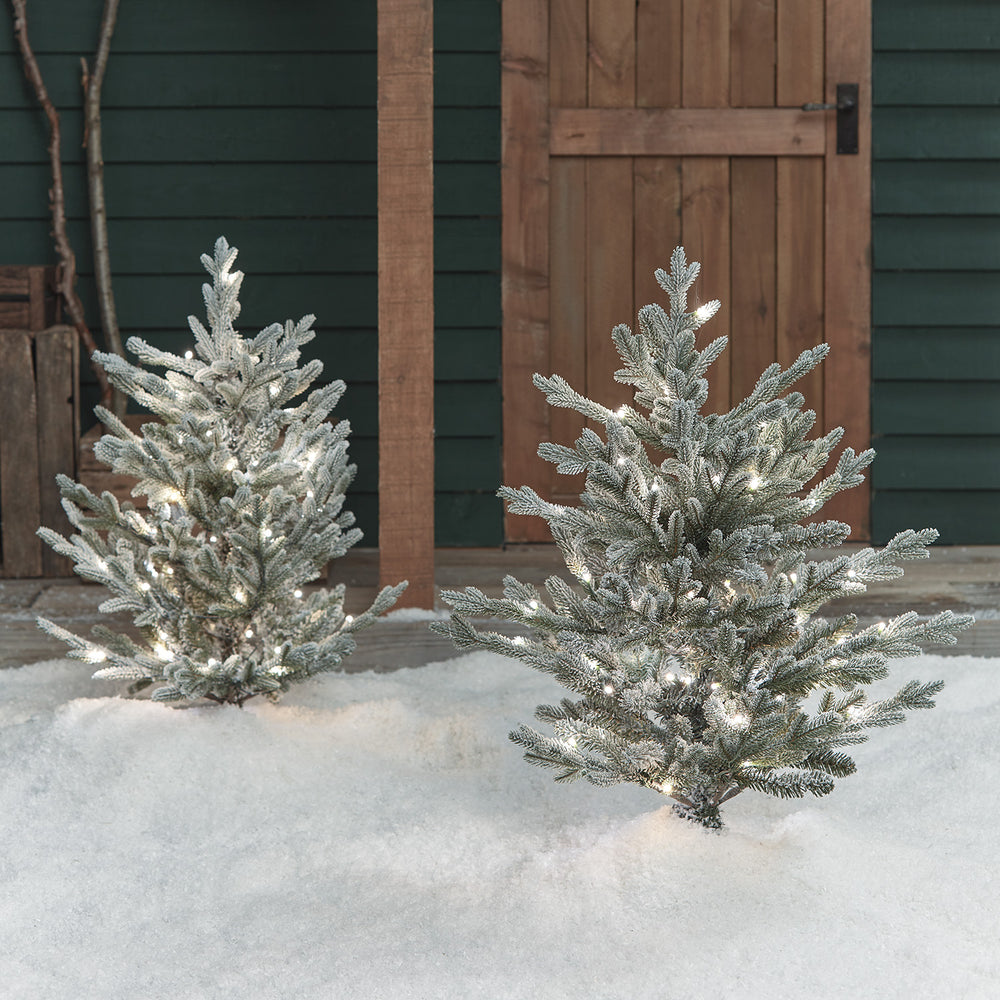 2er Set 91cm LED Stableuchten verschneiter Weihnachtsbaum