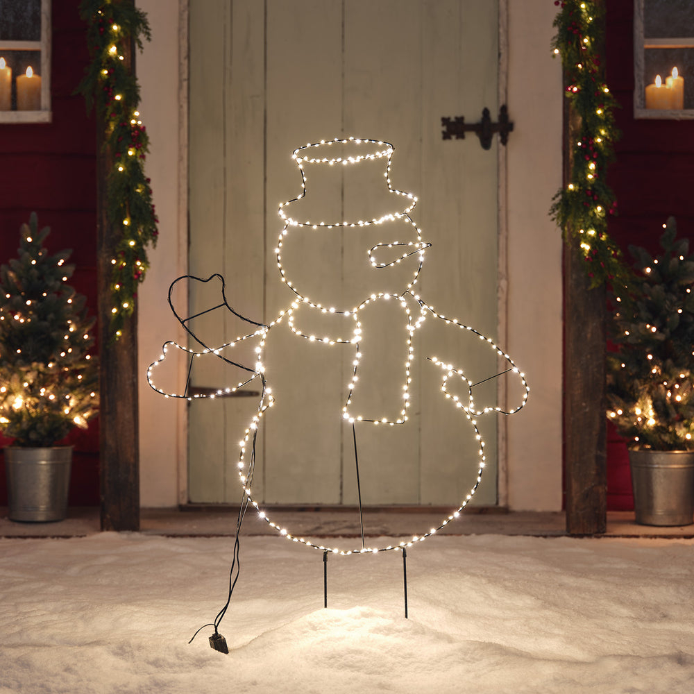 LED Stableuchte Winkender Schneemann
