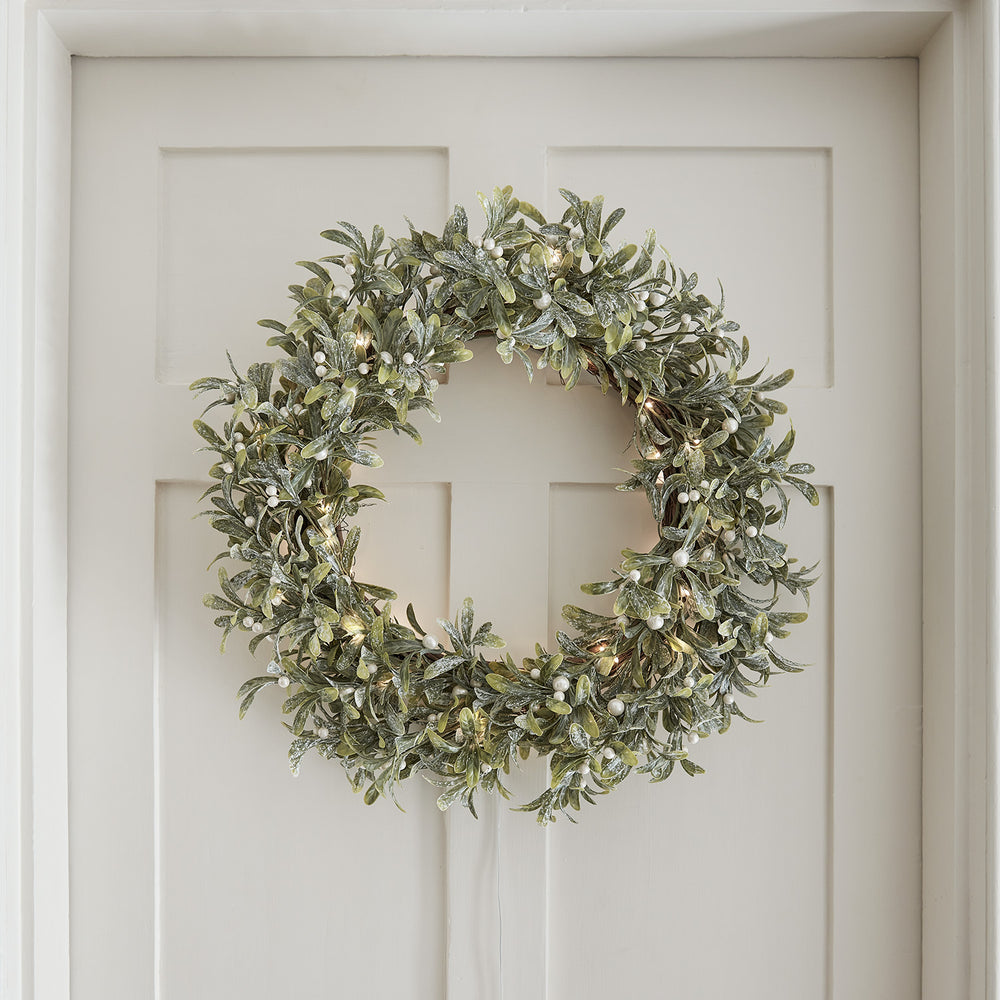 60cm LED Weihnachtskranz Mistelzweig mit Beleuchtung