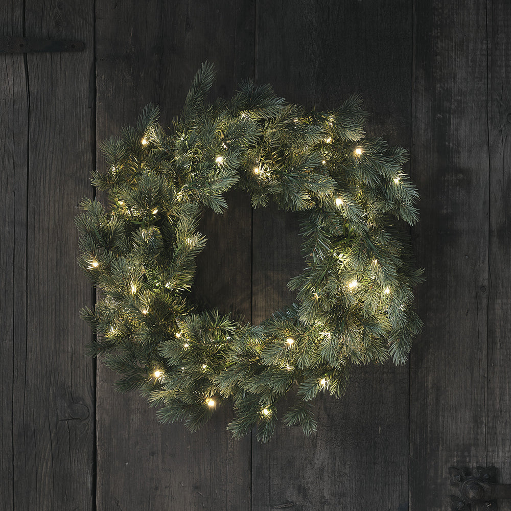 45cm Bicolor LED Weihnachtskranz Tannenzweige