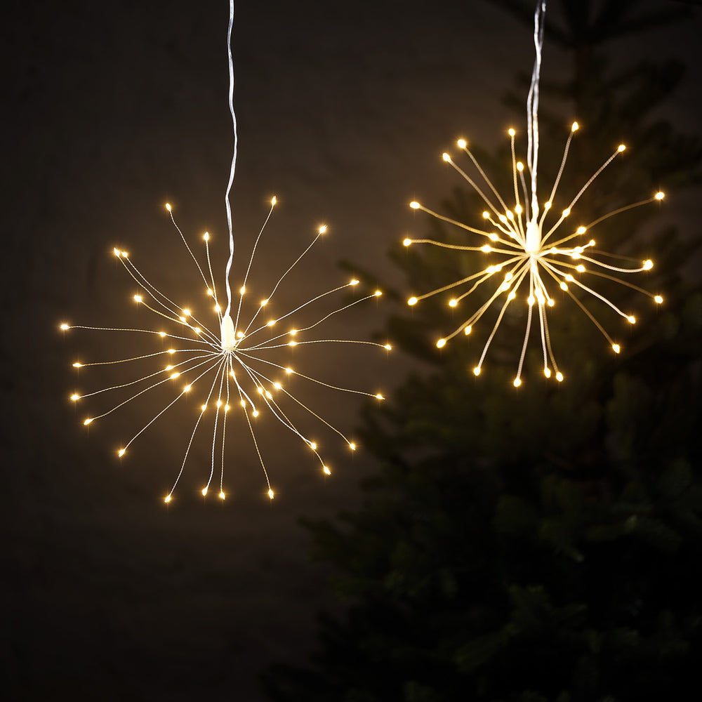 2er Set Sternenbälle silber Weihnachtsdeko außen
