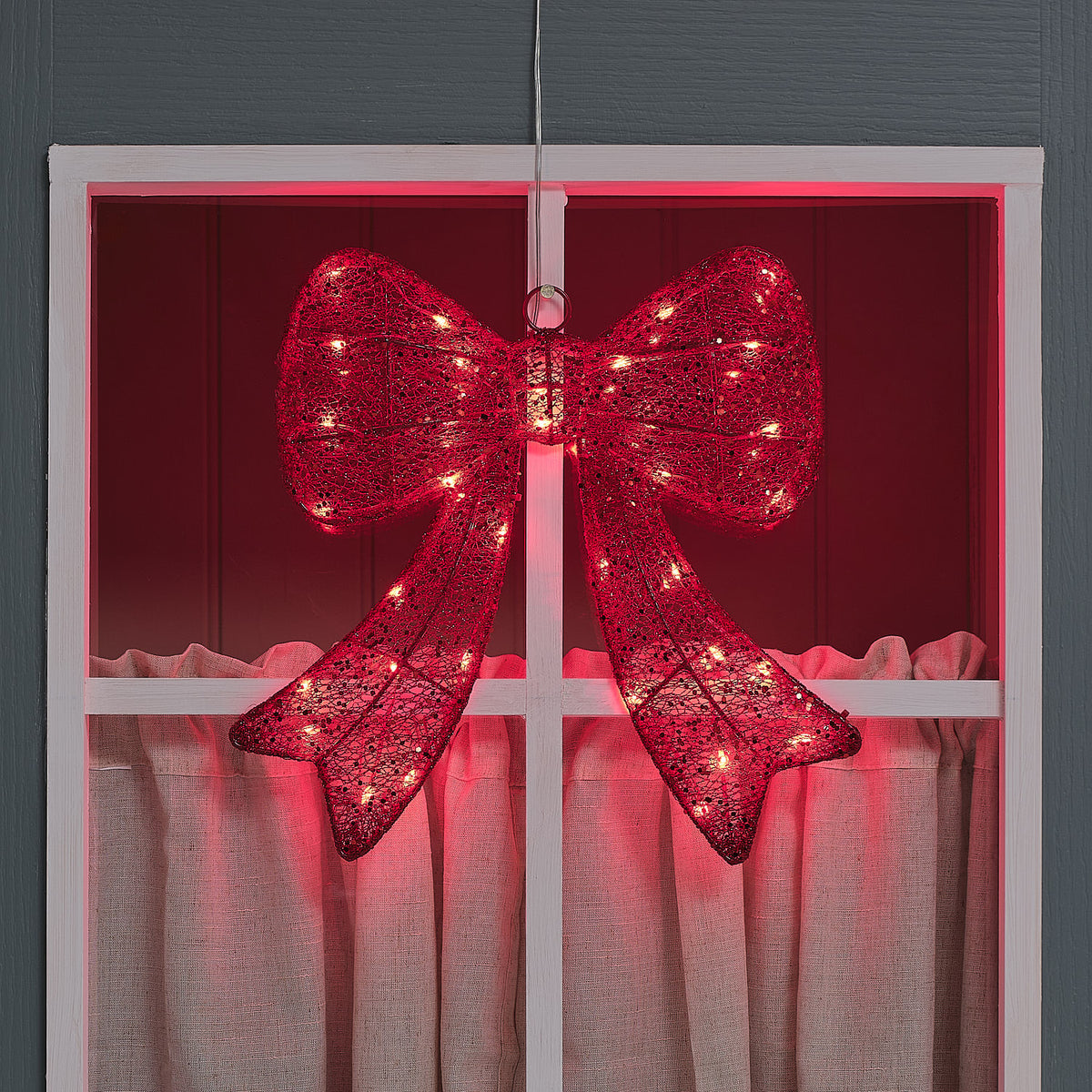 40 cm rote LED-Weihnachtsschleife mit 35 LEDs für Außen