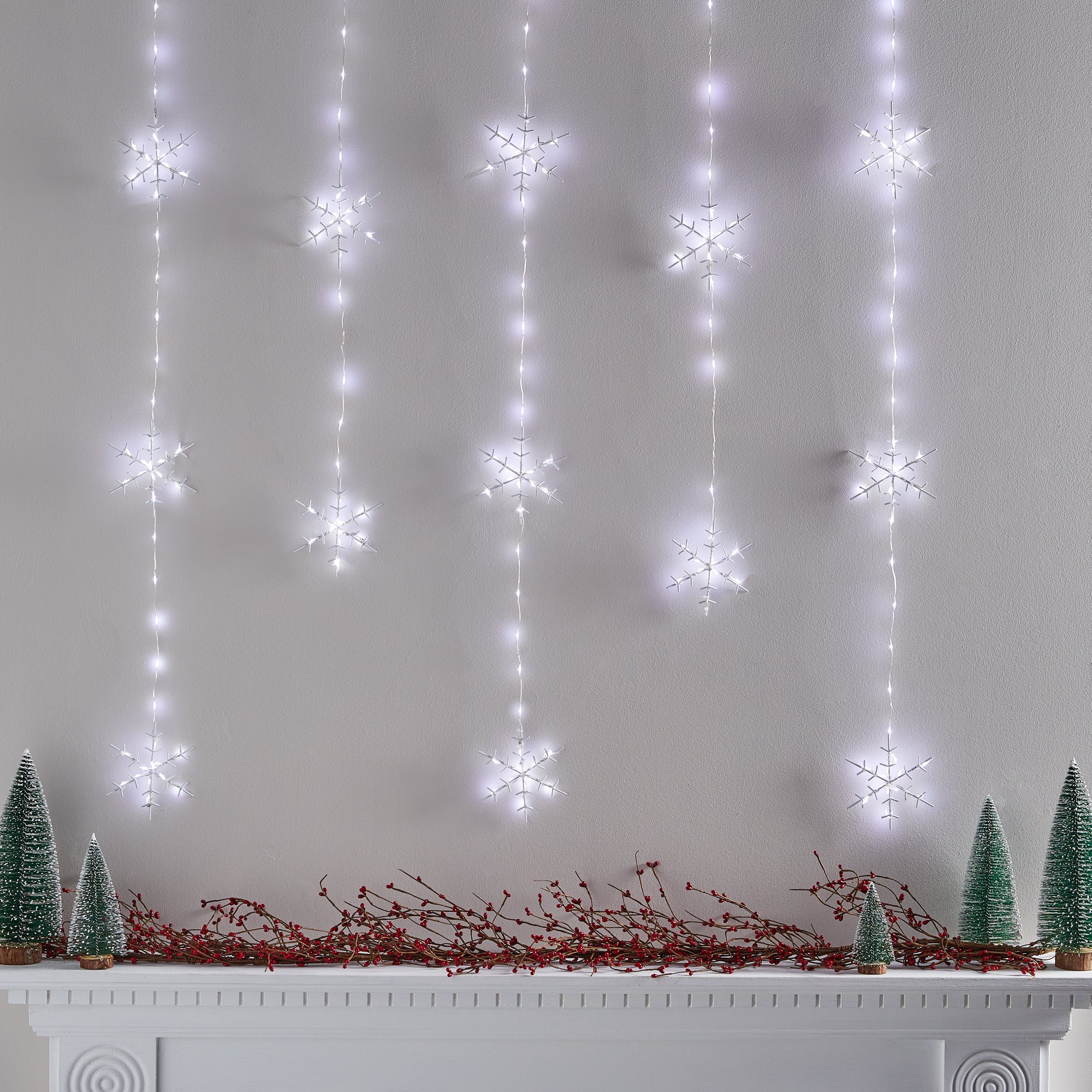 215er LED Lichtervorhang Schneeflocken online kaufen