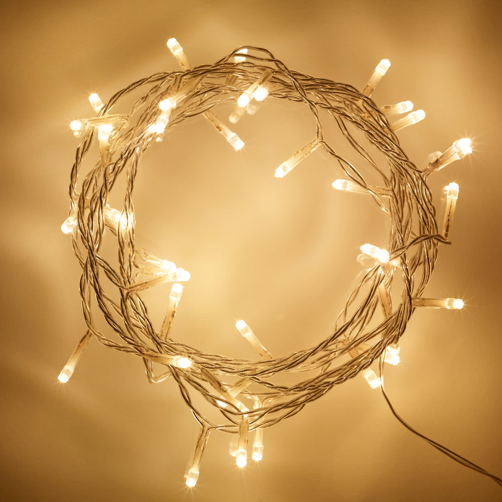 LED Lichterkette 100er warmweiß transparentes Kabel