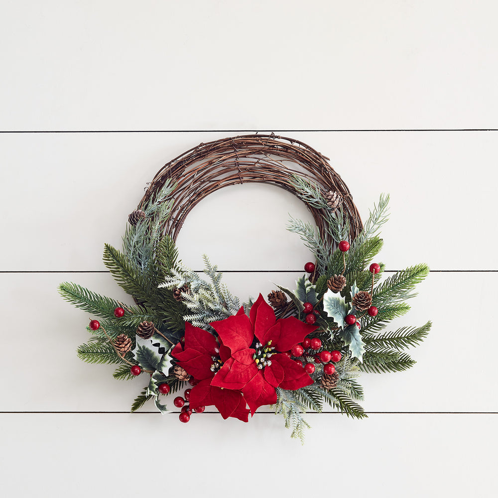 50cm Weihnachtskranz Halbkranz Weihnachtsstern