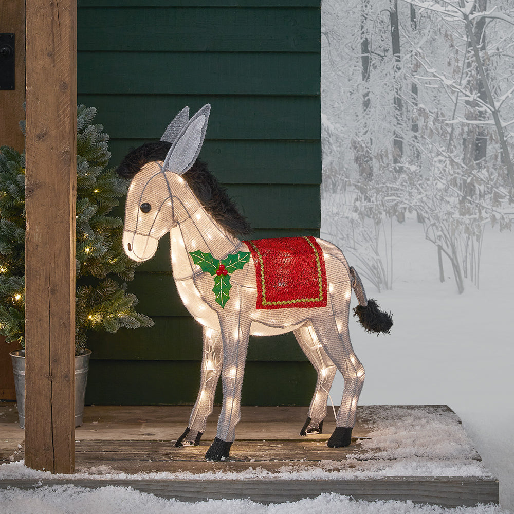 LED Weihnachtsfigur außen Esel Batteriebetrieb