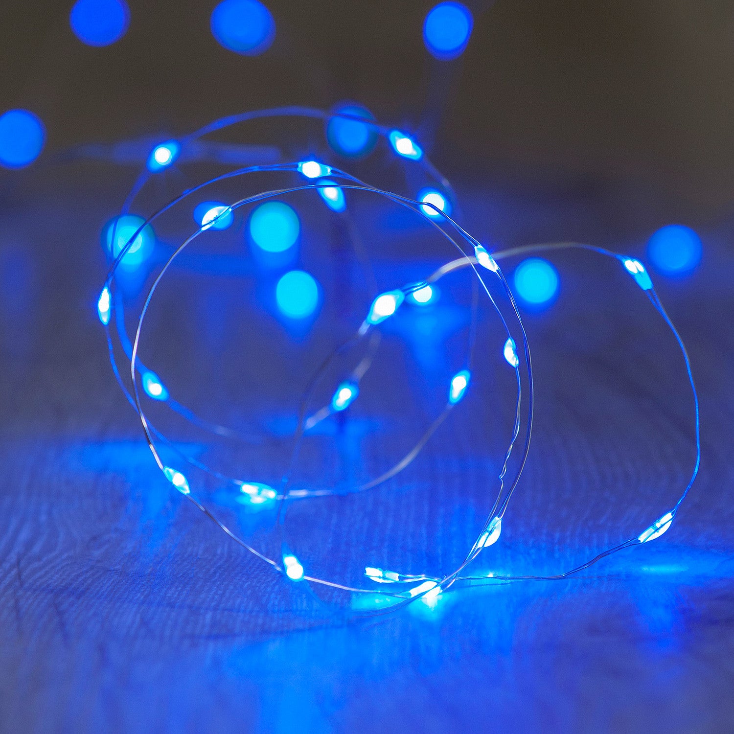 20er LED Micro Lichterkette blau batteriebetrieben –