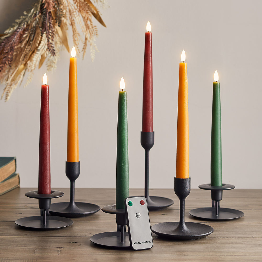 6er Set TruGlow® LED Stabkerzen Echtwachs Herbst mit Fernbedienung