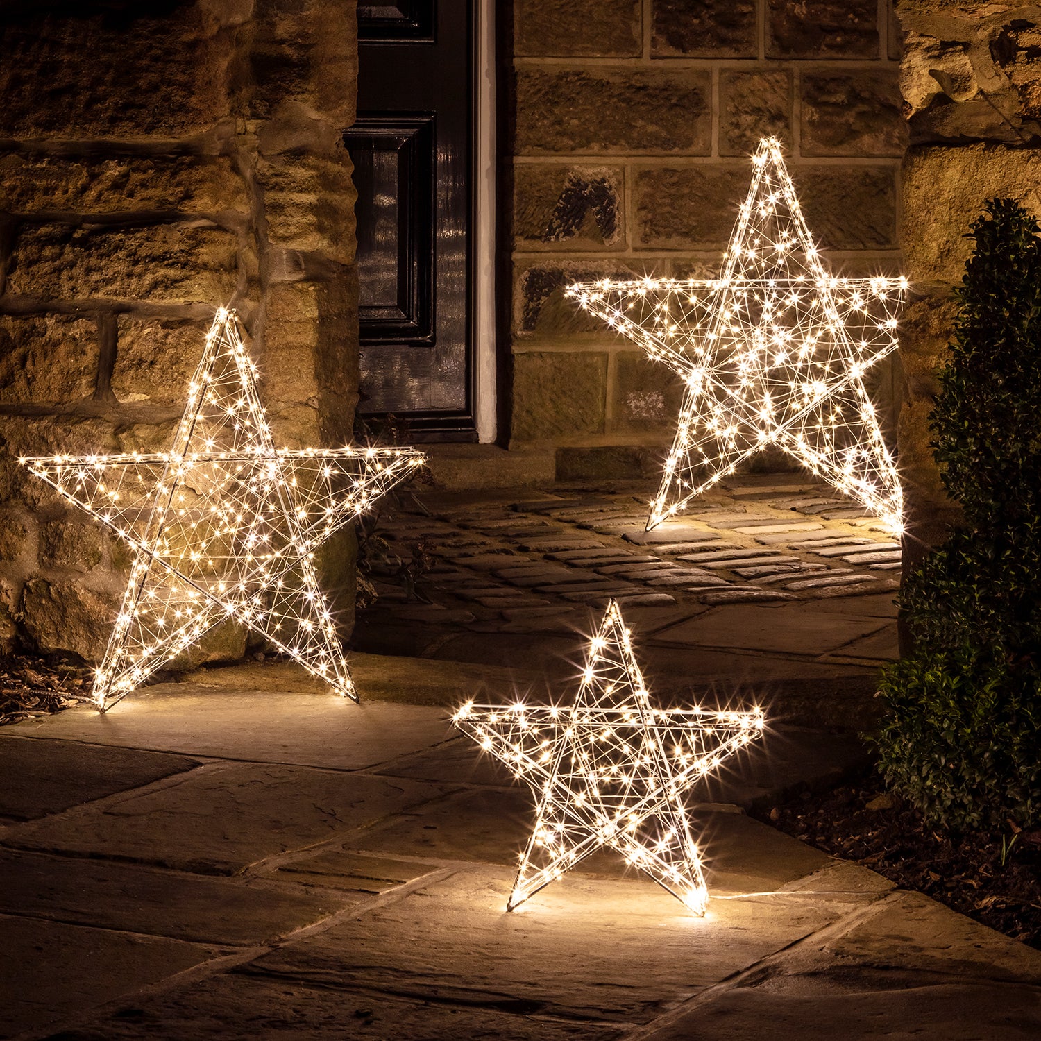 3er Set außen Weihnachtsdeko – LED Sterne