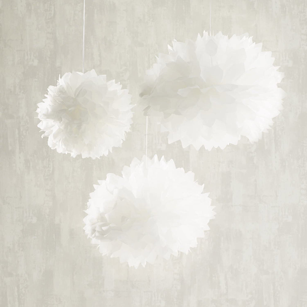 9er Set PomPoms weiß crème