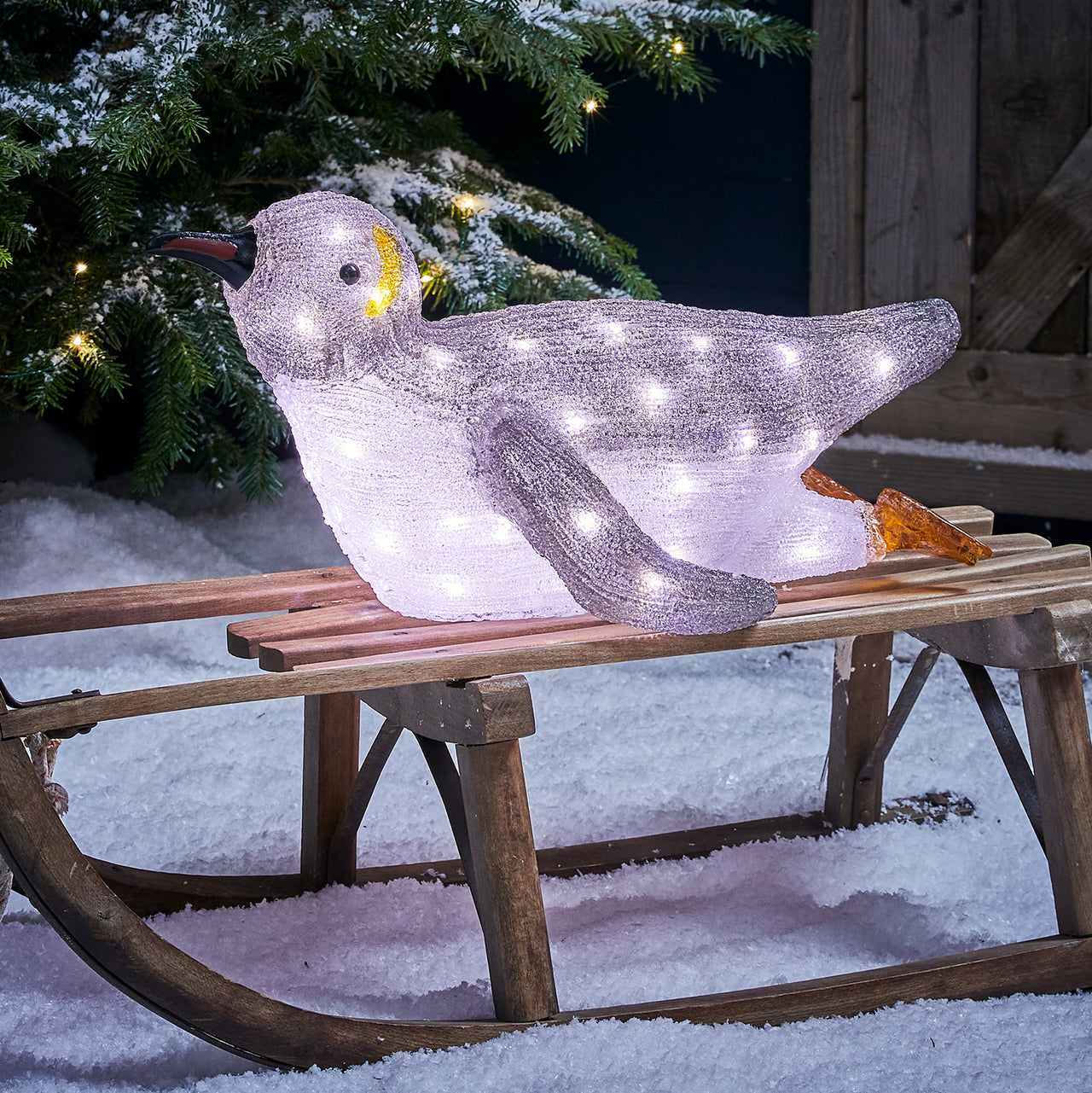 LED Acryl Weihnachtsfigur außen Pinguin