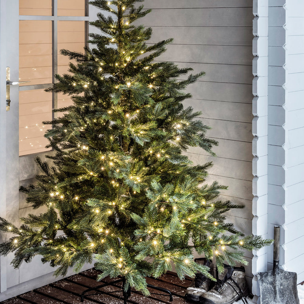 200er LED Batterie Außenlichterkette warmweiß grünes Kabel