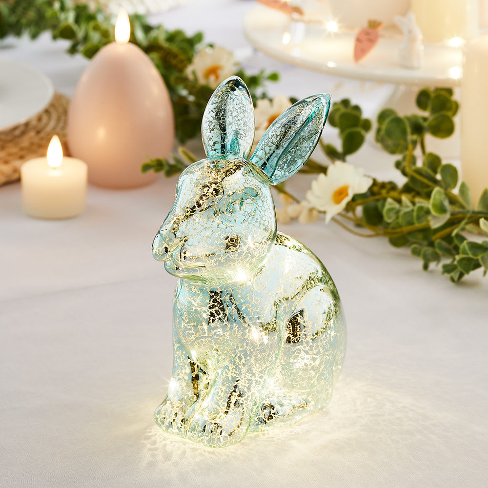 LED Osterdeko Hase aus Glas