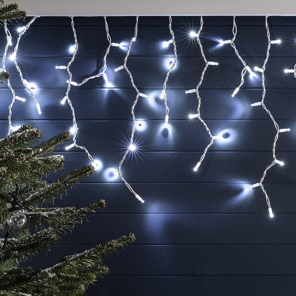 Pro Connect 10m 500er LED Eiszapfen Lichterkette weiß koppelbar weißes Kabel