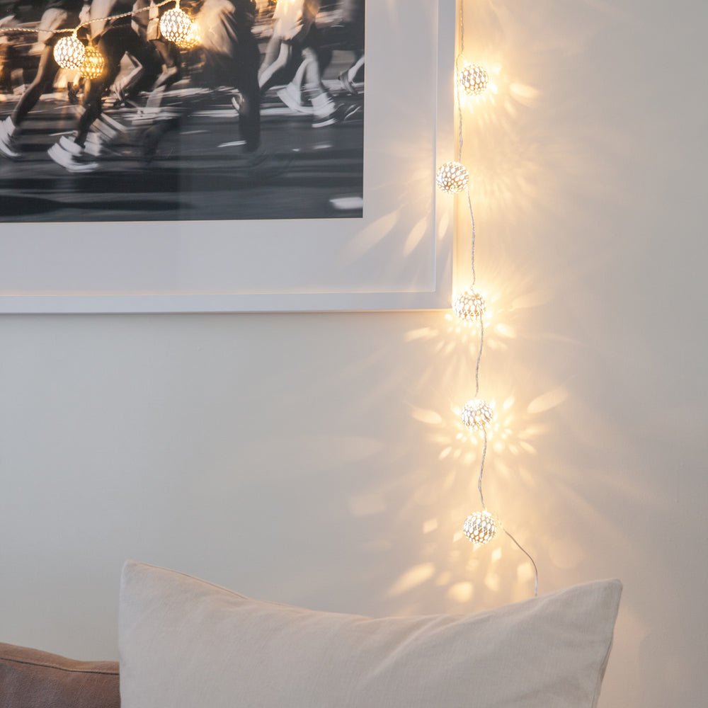 16er LED Lichterkette Marokkanische Kugeln silber 24V