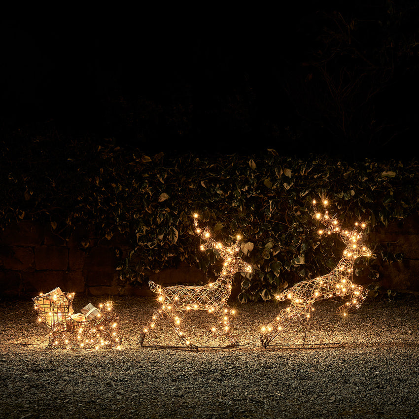LED Rentiere mit Schlitten