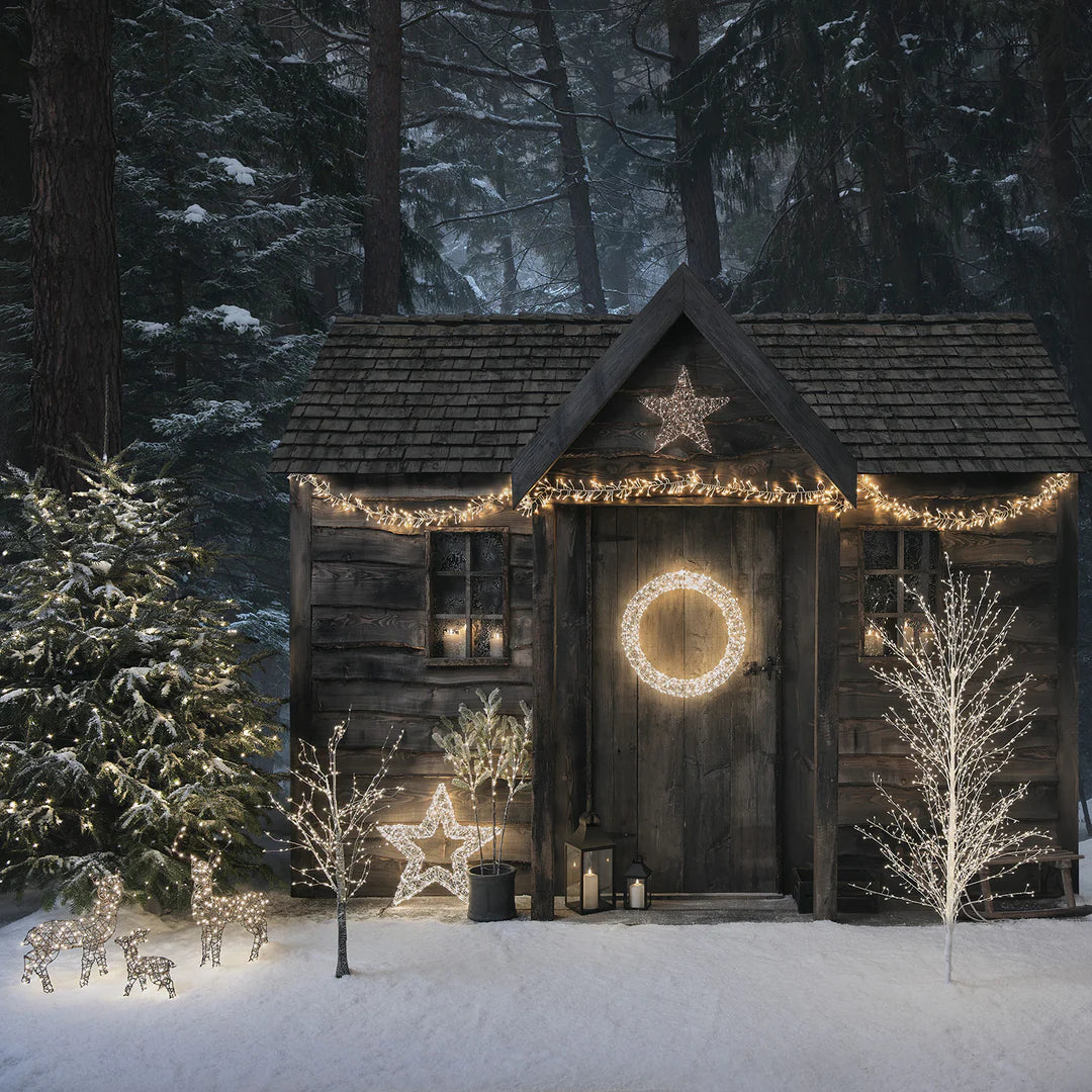 3D LED-Weihnachtskranz mit 720 LEDs in Silber 58 cm Durchmesser