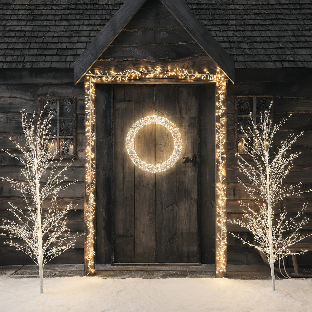 3D LED-Weihnachtskranz mit 720 LEDs in Silber 58 cm Durchmesser