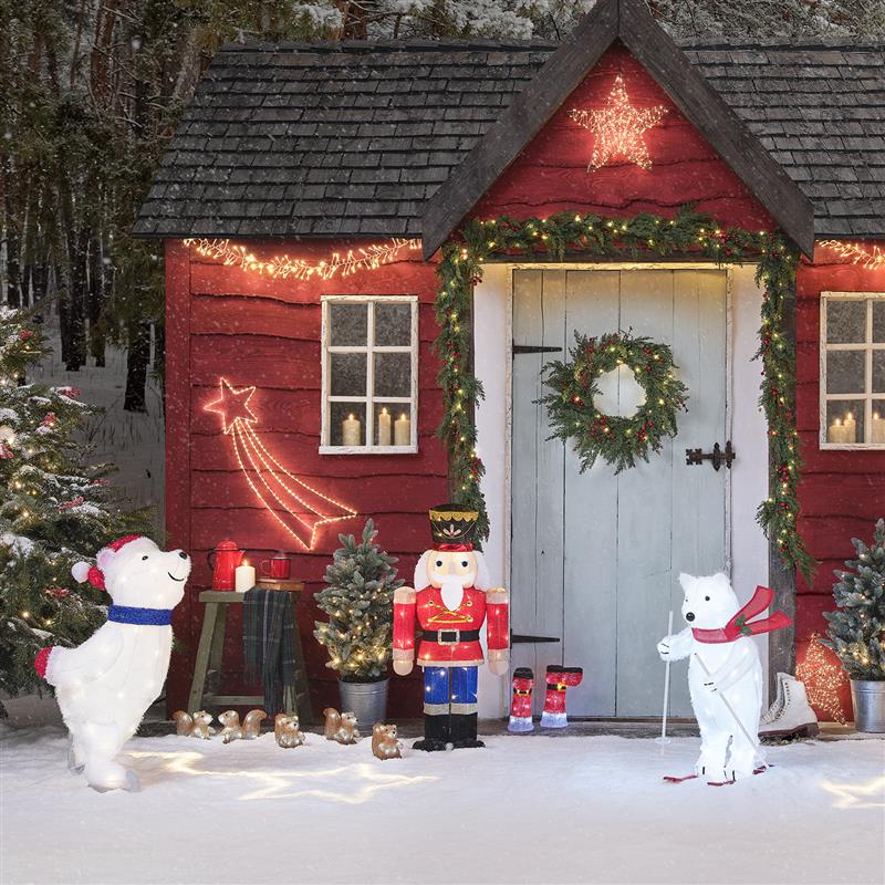 78cm LED Weihnachtsfigur außen Papa Eisbär