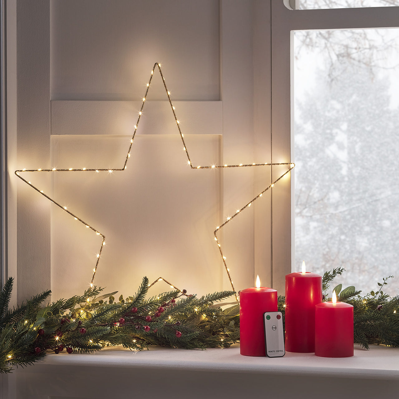 TruGlow® LED Kerzen Echtwachs Trio rot mit Fernbedienung