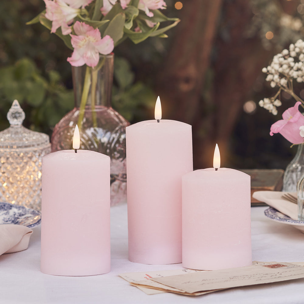 TruGlow® LED Kerzen Trio rosa mit Fernbedienung
