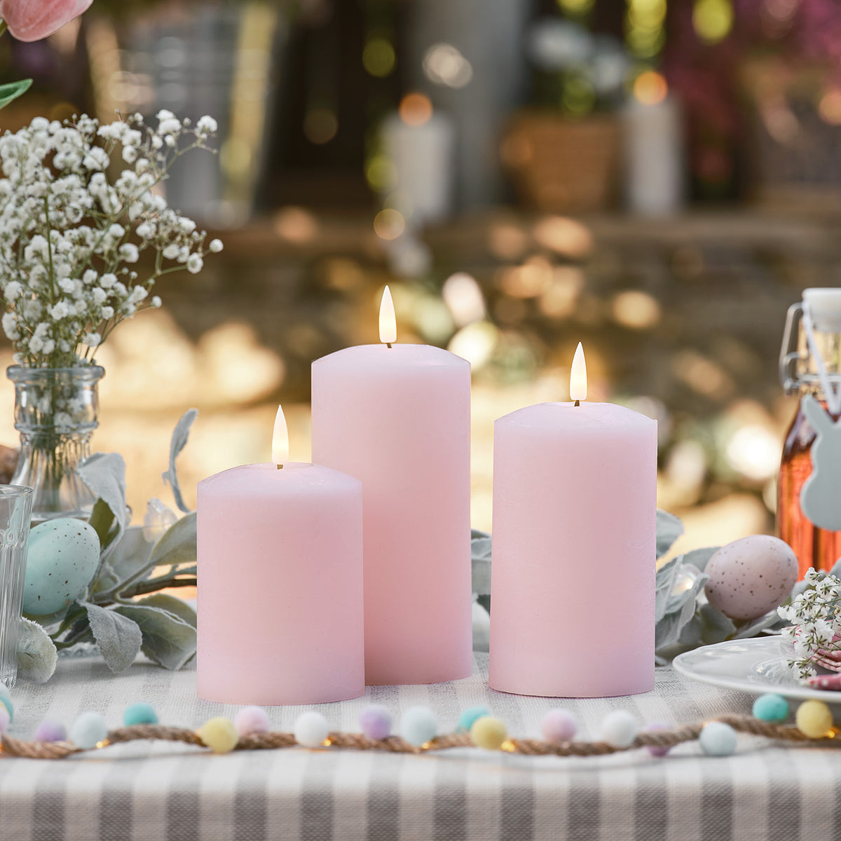TruGlow® LED Kerzen Echtwachs Trio rosa