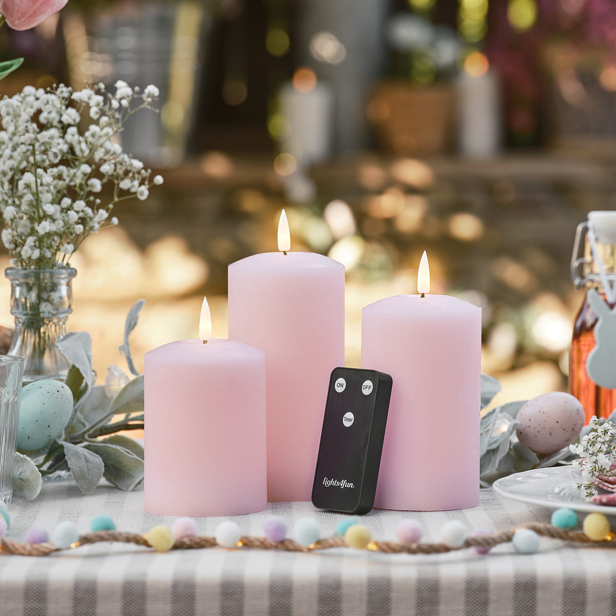 TruGlow® LED Kerzen Echtwachs Trio rosa