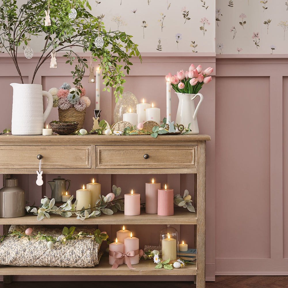 TruGlow® LED Kerzen Echtwachs Trio rosa mit Fernbedienung
