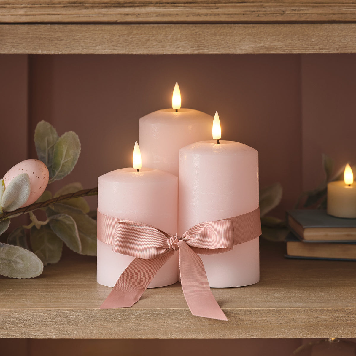 TruGlow® LED Kerzen Echtwachs Trio rosa