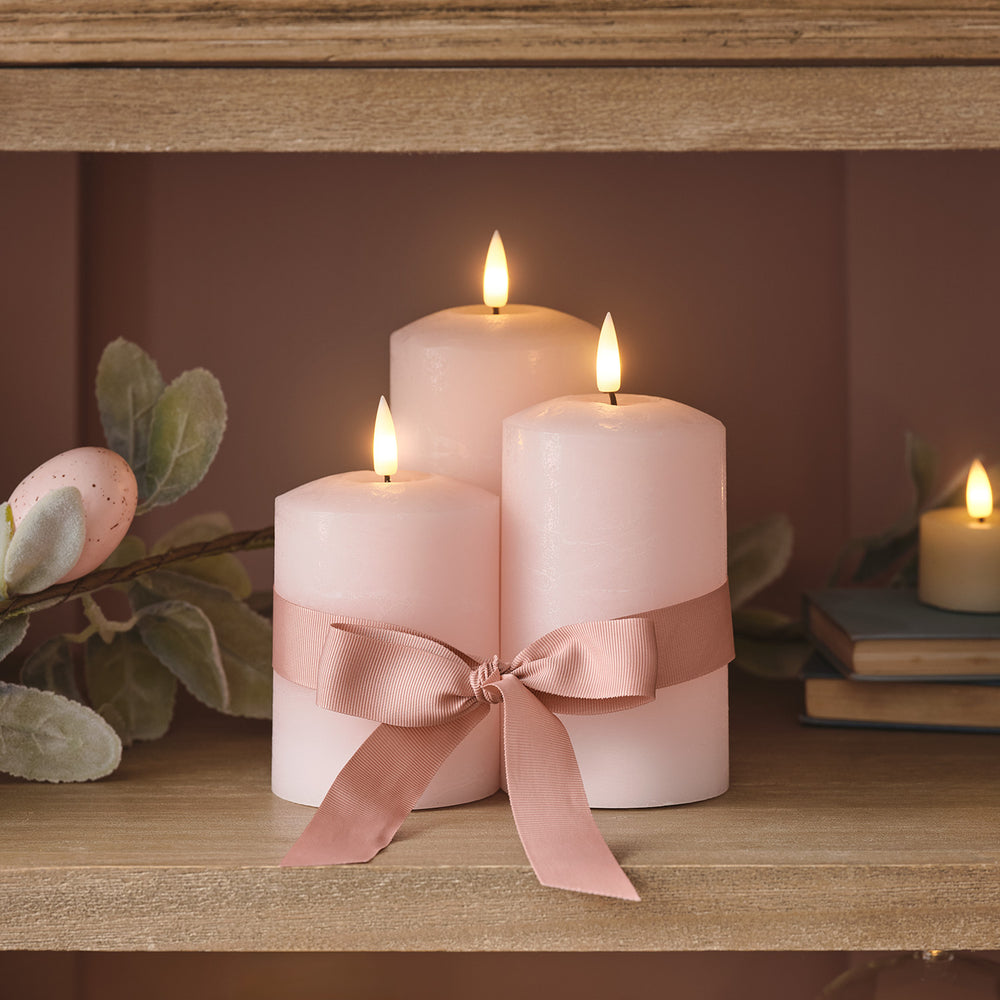 TruGlow® LED Kerzen Echtwachs Trio rosa mit Fernbedienung