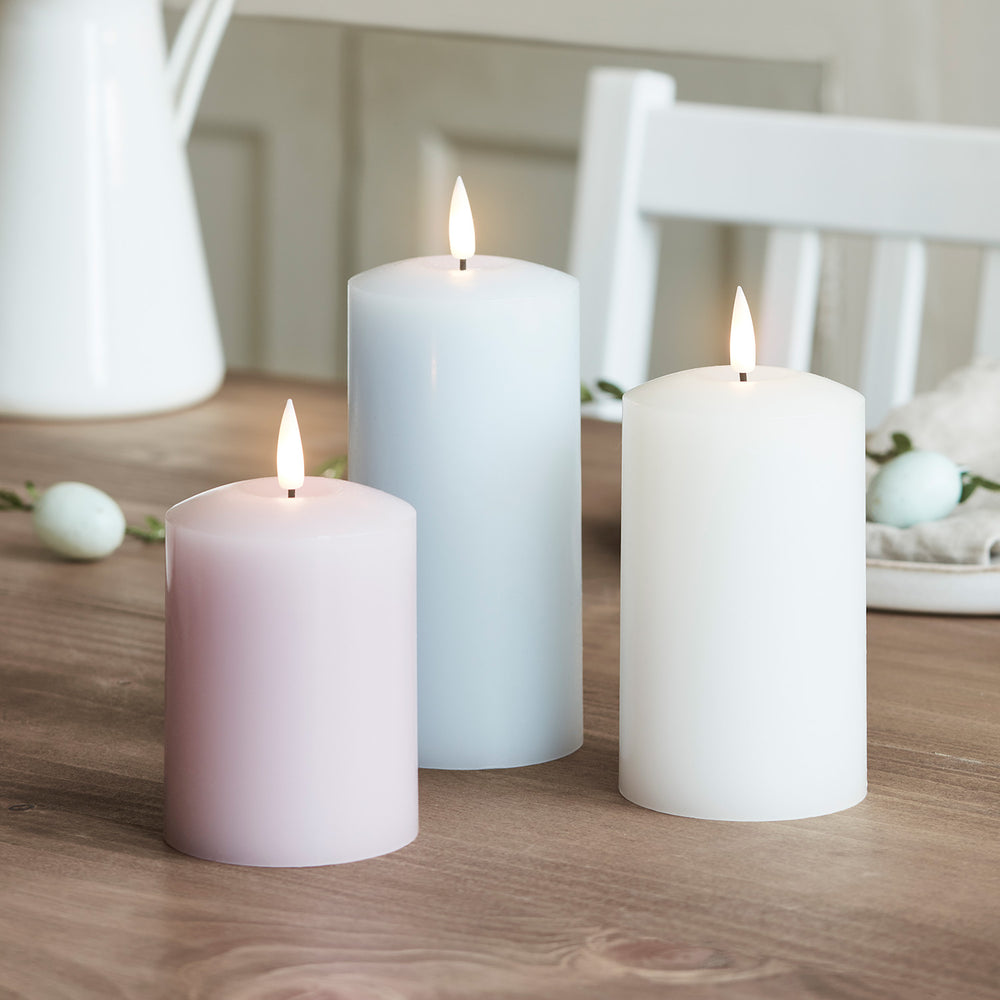 3er Set TruGlow® LED Kerzen Echtwachs pastell mit Fernbedienung