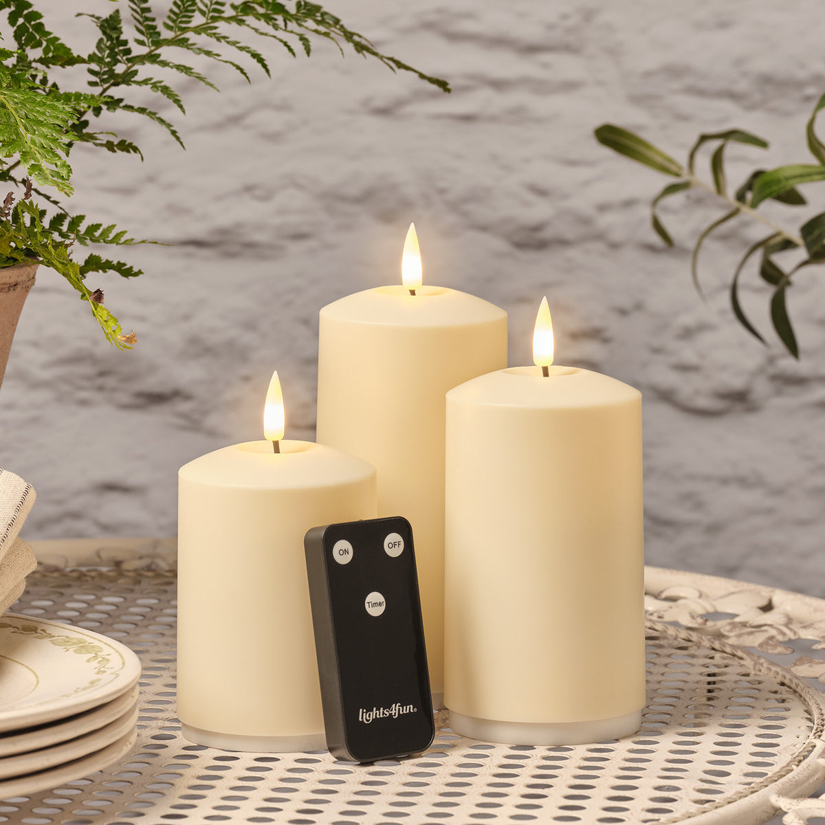 3er Set TruGlow® Solarkerzen mit Fernbedienung