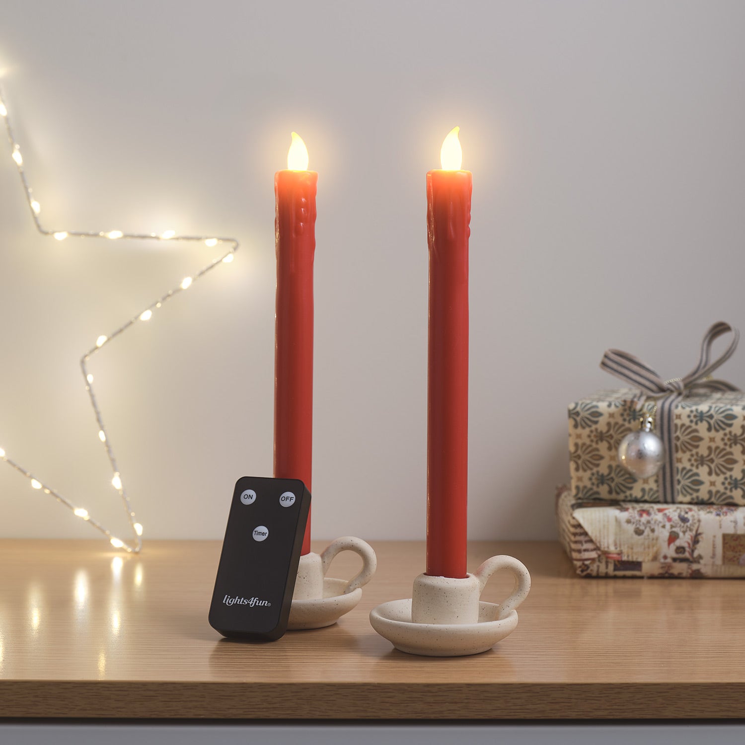 Deluxe Homeart LED Kerzen Geschenkbox – 3 Echtwachskerzen Mit Fernbedienung & Timer, Weihnachten Rot