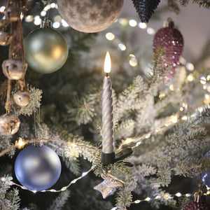 10er Set TruGlow® Weihnachtsbaumkerzen Silber