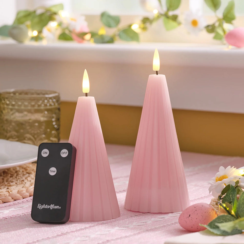 2er Set TruGlow® LED-Kegelkerzen mit Fernbedienung