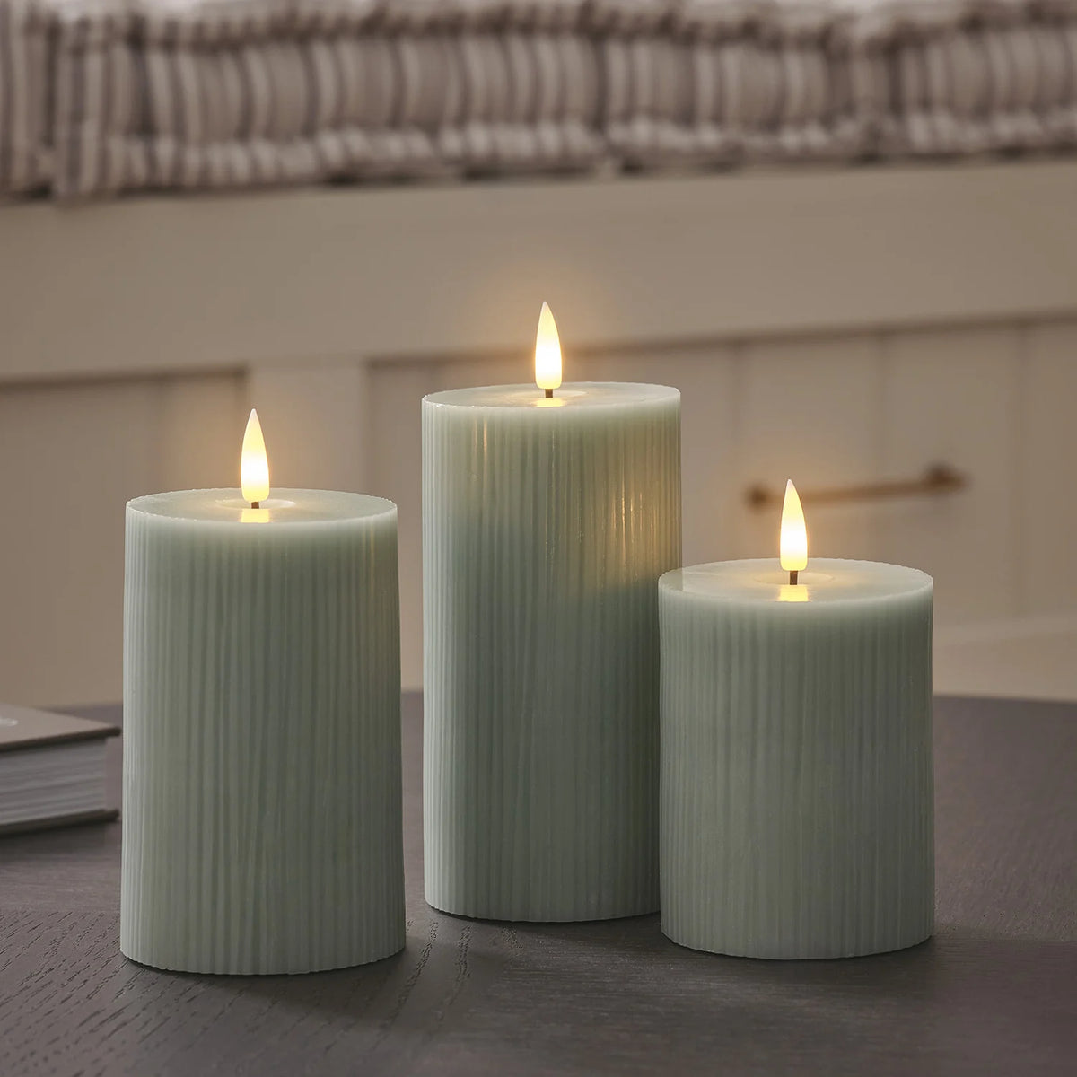 3er Set TruGlow® LED-Stumpenkerzen aus Echtwachs