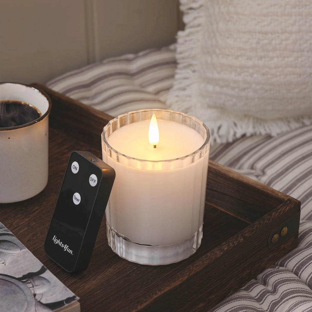 TruGlow® LED-Kerze im Glas mit Fernbedienung