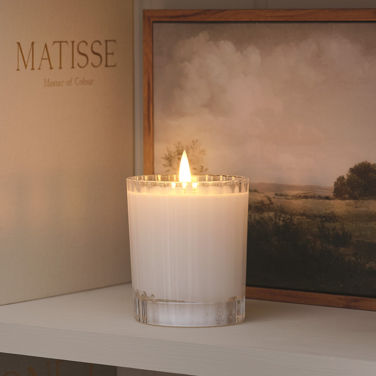 2er Set TruGlow® LED-Kerzen im geriffelten Glas mit Fernbedienung in Weiß