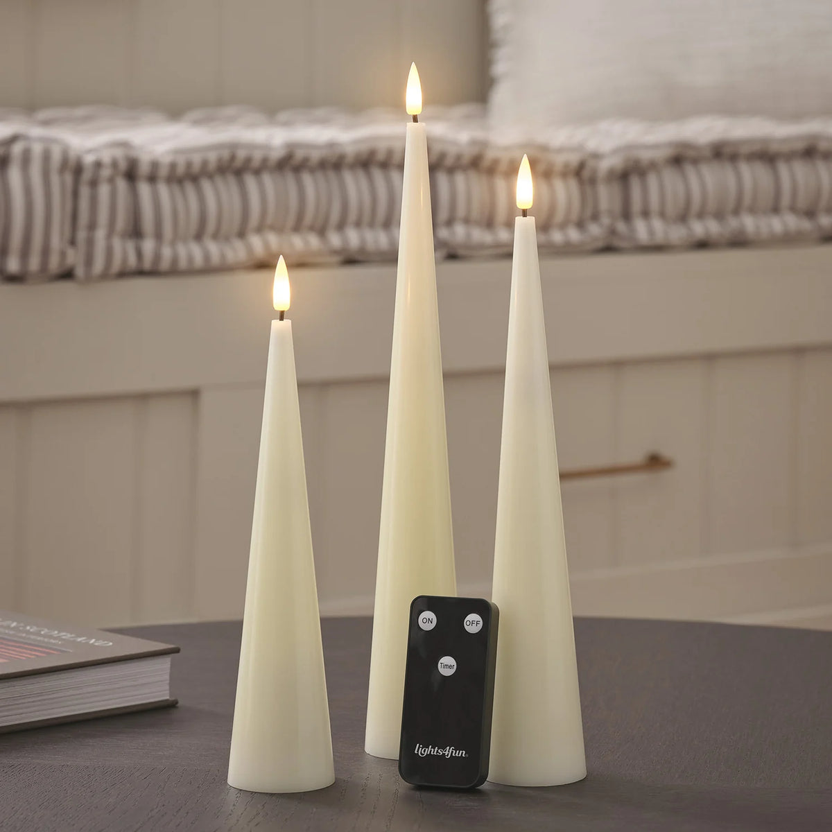 3er Set TruGlow® LED Kerzen in Kegelform