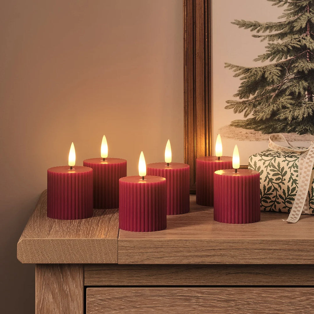 Rote LED-Kerzen → Echtwachs, Timer & Fernbedienung