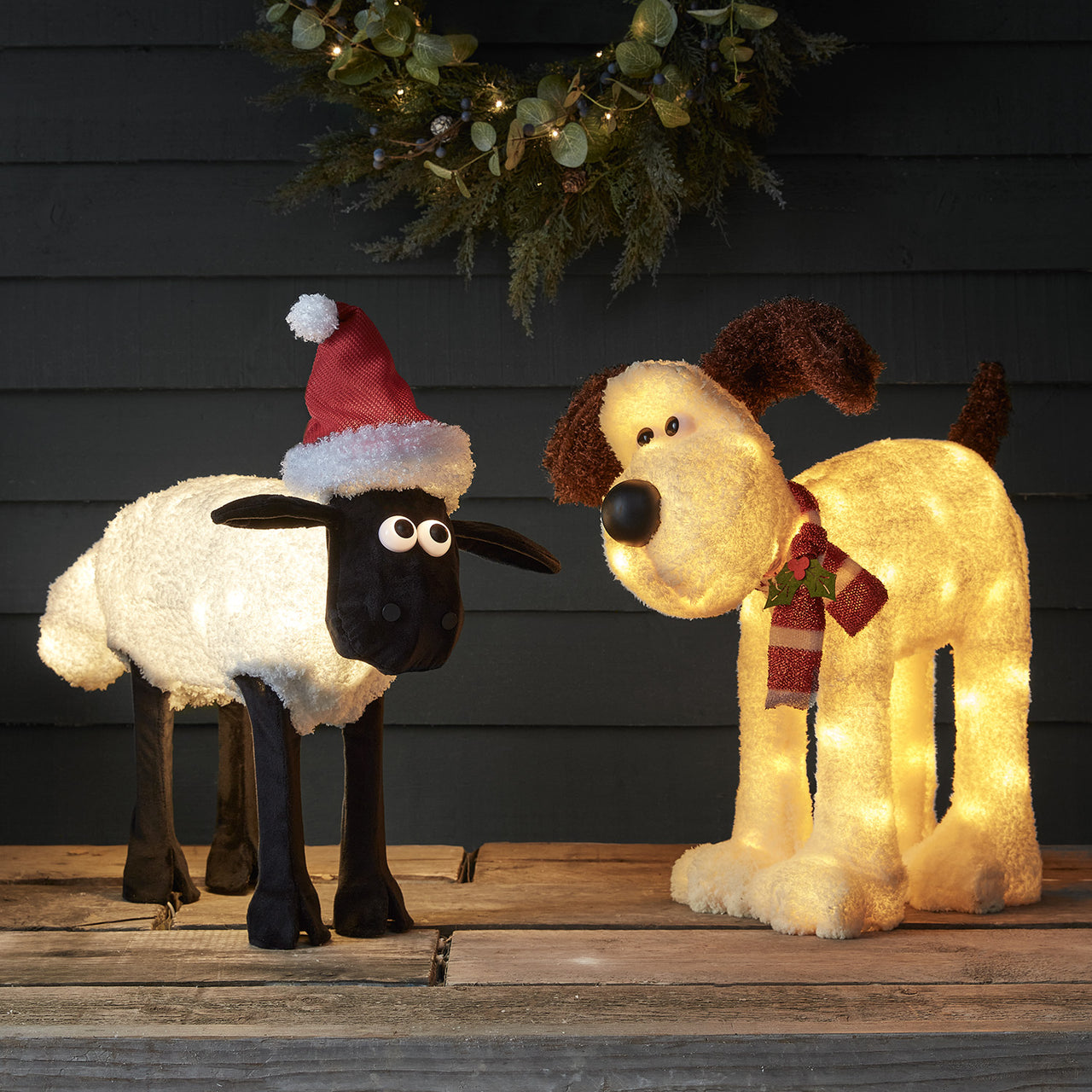 Shaun the Sheep™ und Gromit™LED Figuren außen