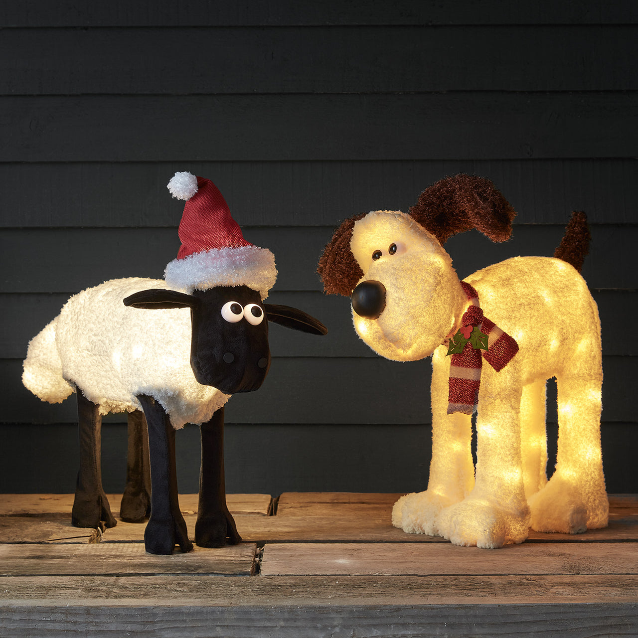 Shaun the Sheep™ und Gromit™LED Figuren außen