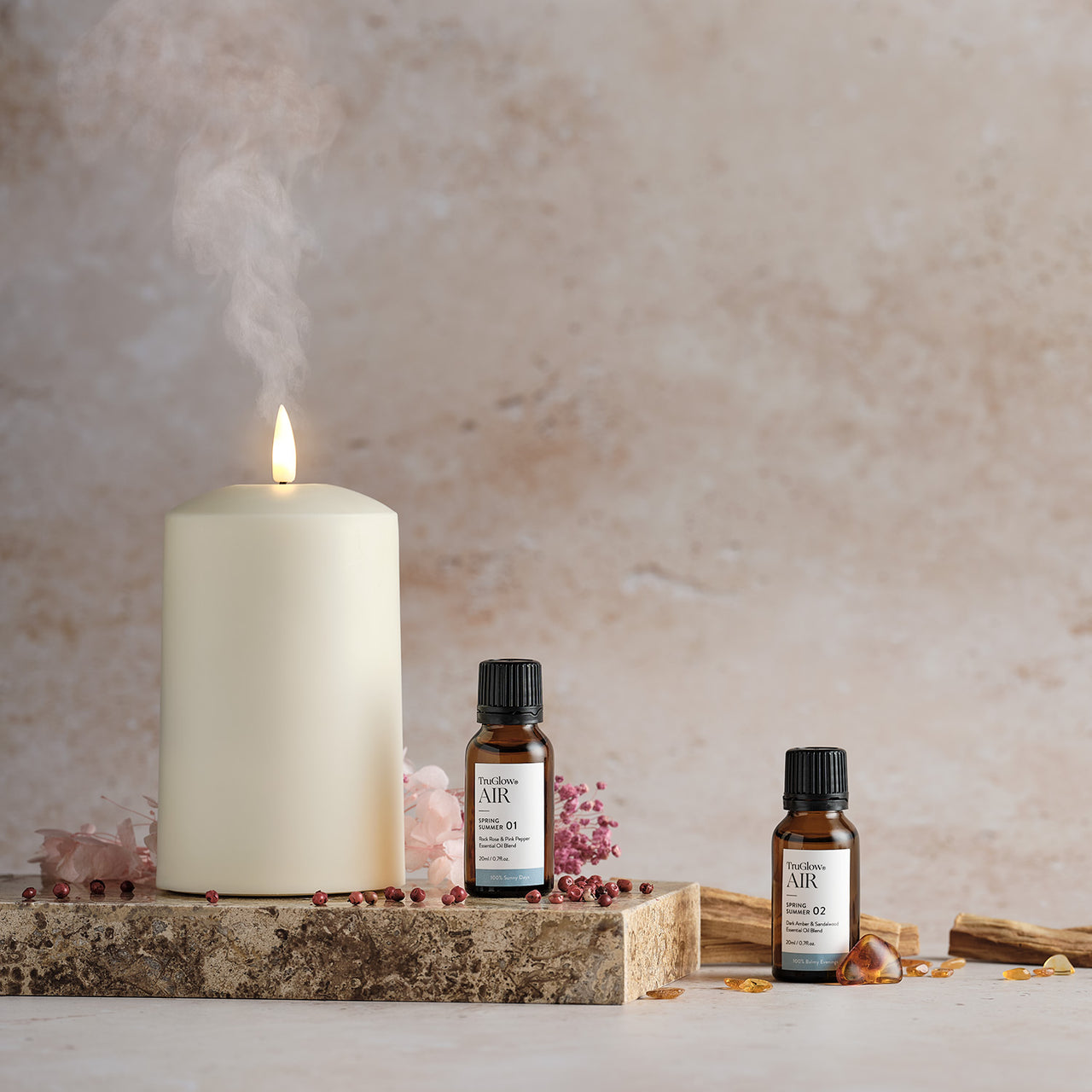TruGlow AIR® LED Kerze mit Duftdiffusor & Duftöl-Bundle Frühling & Sommer
