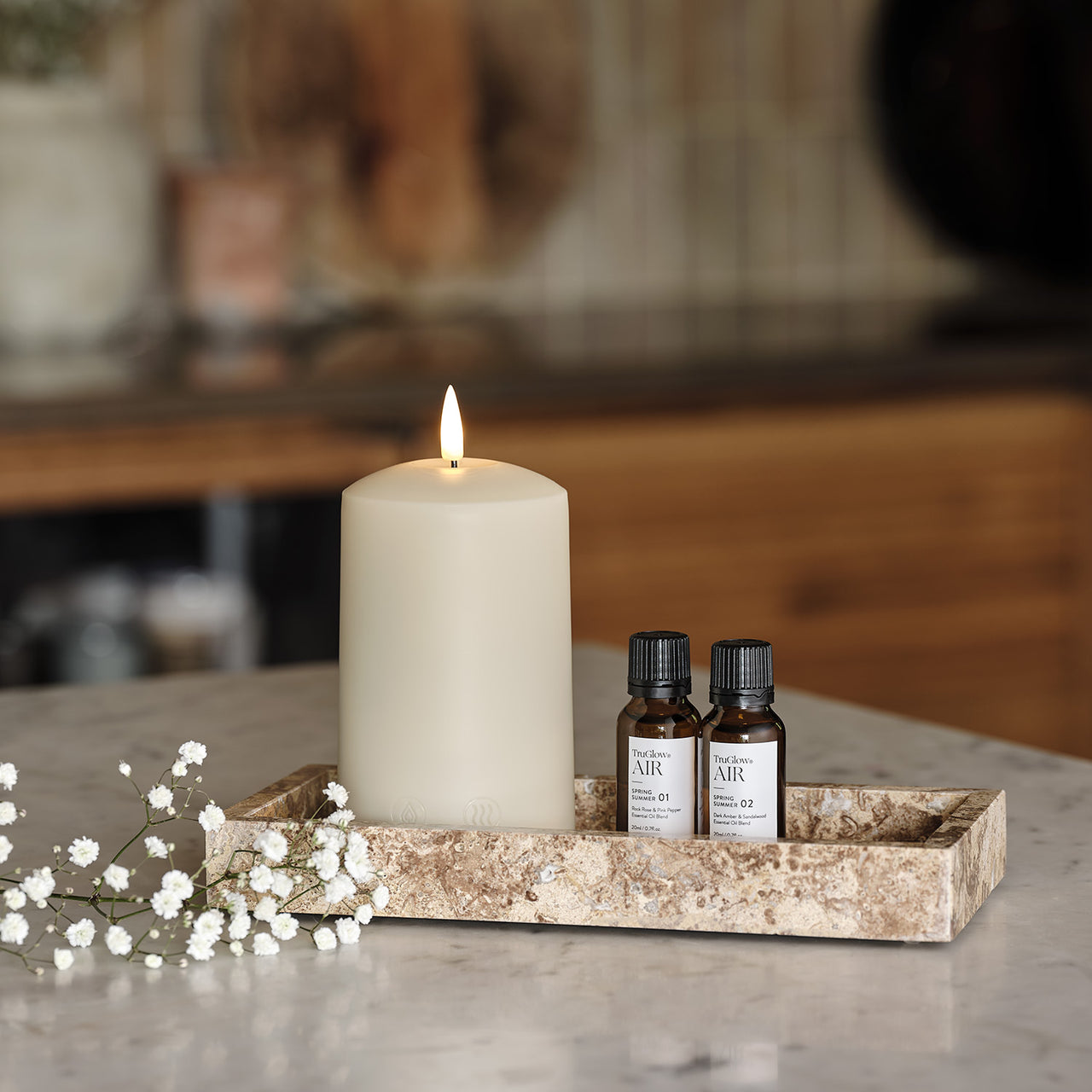 TruGlow AIR® LED Kerze mit Duftdiffusor & Duftöl-Bundle Frühling & Sommer