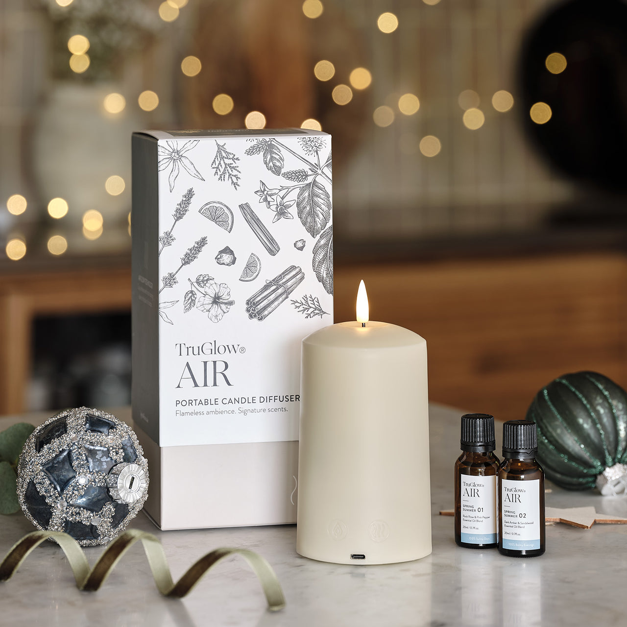 TruGlow AIR® LED Kerze mit Duftdiffusor & Duftöl-Bundle Frühling & Sommer